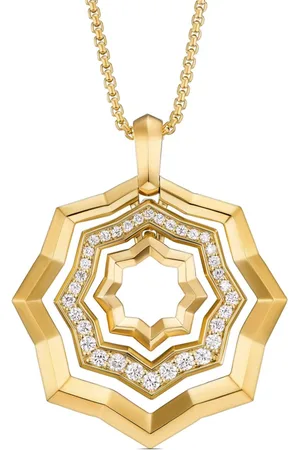David Yurman Collana con pendente Zig Zag Stax in giallo 18kt con diamanti