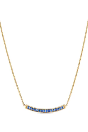 David Yurman Collana Petite Pavé Bar in giallo 18kt con zaffiri (1,25mm)