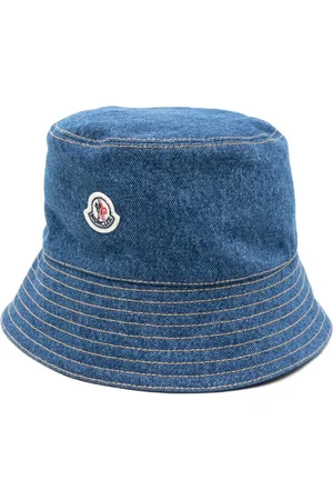 Moncler Cappello bucket denim con applicazione