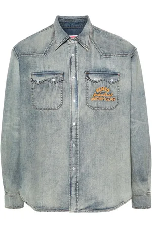 Kenzo Camicia denim con ricamo