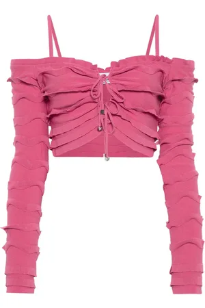 BLUMARINE Cardigan crop con ruches