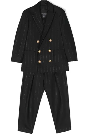 Balmain Completo doppiopetto con logo jacquard