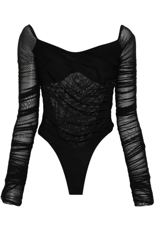 MUGLER Body con ruches e spalle scoperte