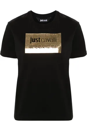 Roberto Cavalli T-shirt con logo metallizzato