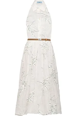 Prada Abito midi con ricamo a fiori