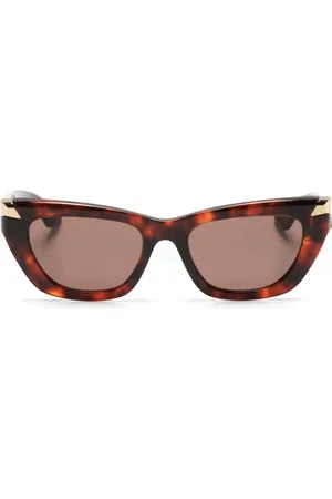 Alexander McQueen Occhiali da sole cat-eye con effetto tartarugato