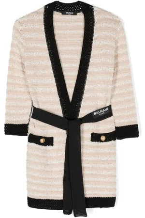 Balmain Cardigan a righe con cintura