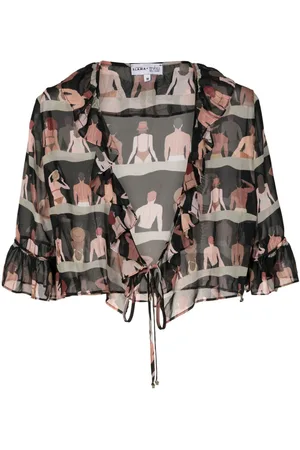 AMIR SLAMA Blusa crop con stampa grafica