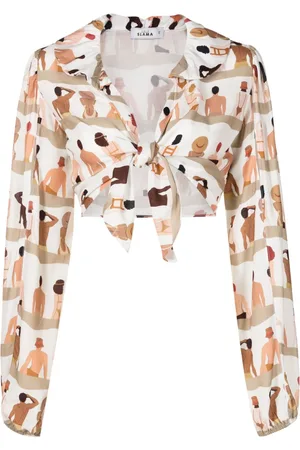 AMIR SLAMA Blusa crop con stampa grafica
