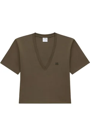 Courrèges T-shirt con applicazione crop