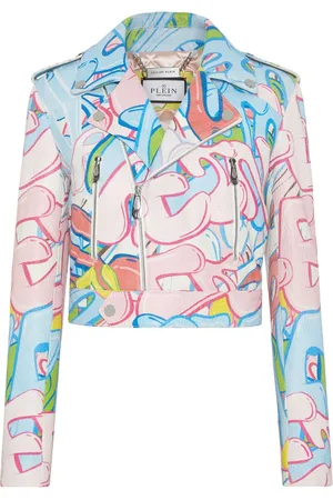 Philipp Plein Giacca biker crop in pelle