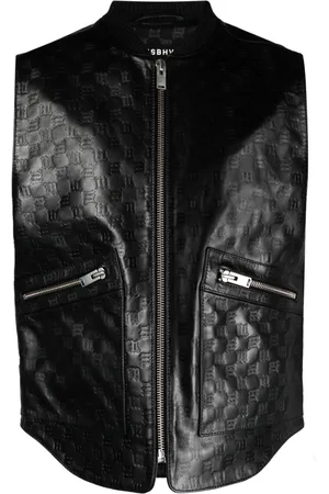 MISBHV Gilet in pelle con monogramma goffrato