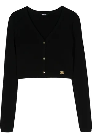 Roberto Cavalli Cardigan crop con placca logo