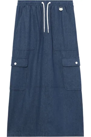 Chocoolate Gonna midi denim con vita elasticizzata