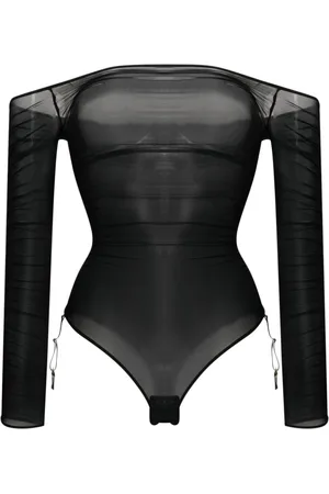 MAISON CLOSE Body semi trasparente drappeggiato