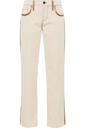 Miu Miu Pantaloni con dettaglio in pelle