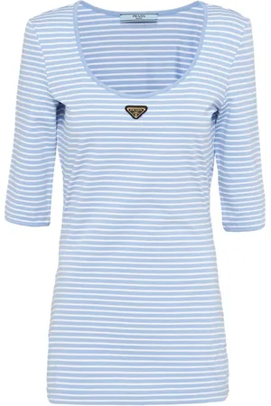 Prada T-shirt a righe con logo a triangolo