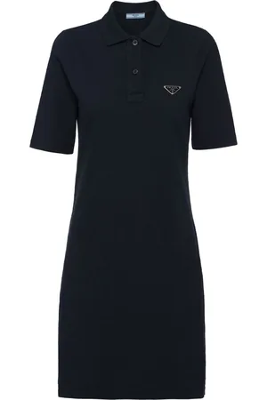 Prada Abito corto in stile polo con placca logo