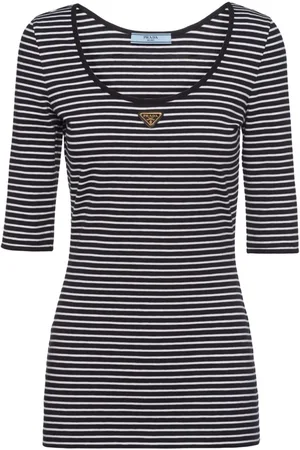Prada T-shirt a righe con logo a triangolo