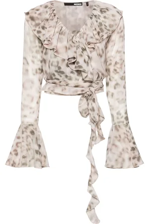 ROTATE Blusa crop leopardata