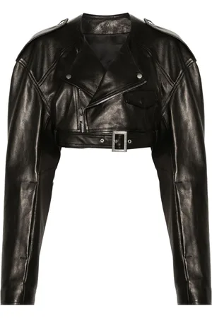 Rick Owens Giacca Micro Biker crop in pelle