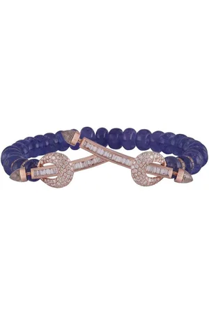 Ananya Bracciale di perline Chakra in oro 18kt con diamanti e tanzanite