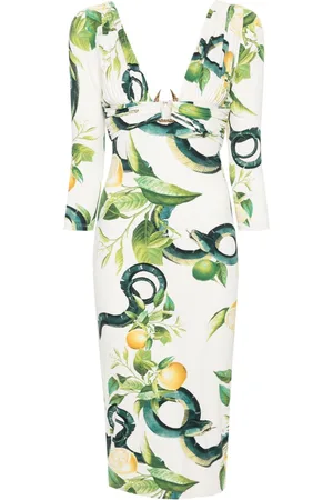 Roberto Cavalli Abito midi con dettaglio Tiger Tooth