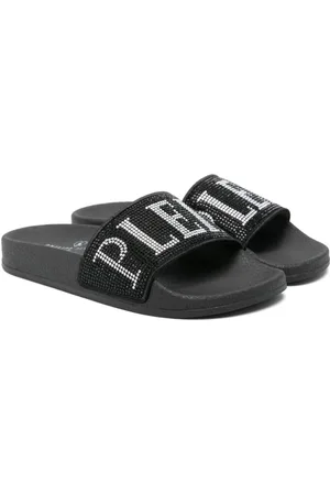 Philipp Plein Sandali slides con logo di strass