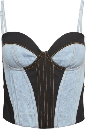 FLEUR DU MAL Bustino denim bicolore