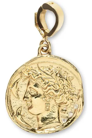 Azlee Ciondolo Goddess piccolo in giallo 18kt con diamanti