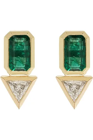 Azlee Orecchini in giallo 18kt con smeraldi e diamanti