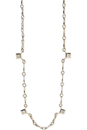 Azlee Collana Lozenge piccola in giallo 18kt con diamanti