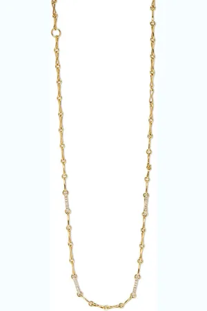 Azlee Collana a catena piccola in giallo 18kt con diamanti