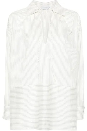 Max Mara Camicia gessata con colletto ampio