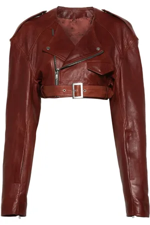 Rick Owens Giacca Micro Biker crop in pelle