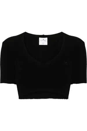 Courrèges T-shirt crop a coste