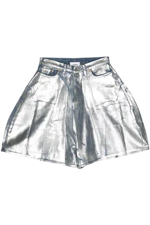 DOUBLET Shorts denim effetto metallico