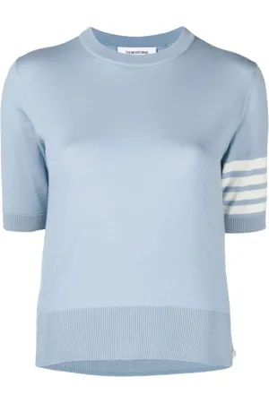 Thom Browne T-shirt in maglia con dettaglio a 4 righe