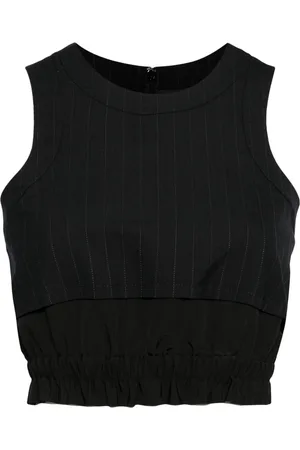 SACAI Top corto gessato smanicato