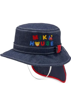 Miki House Cappello bucket denim con ricamo