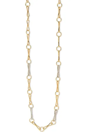 Azlee Collana a catena Circle-Link grande in giallo 18kt con diamanti