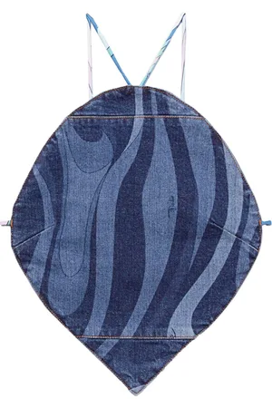 Puccini Top denim con stampa Marmo