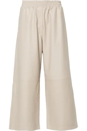 arma leder Pantaloni crop a gamba ampia