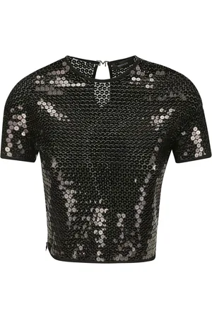MUGLER Blusa a maniche corte con paillettes