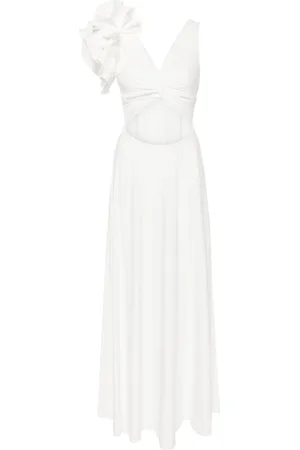 Maygel Coronel Abito Blanca lungo con dettaglio cut-out