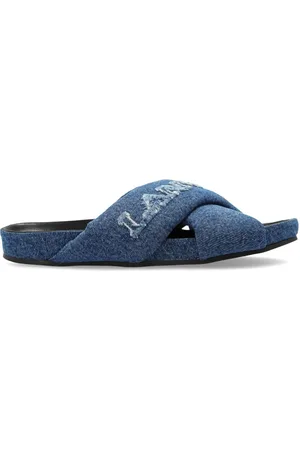 Lanvin Slides denim con ricamo