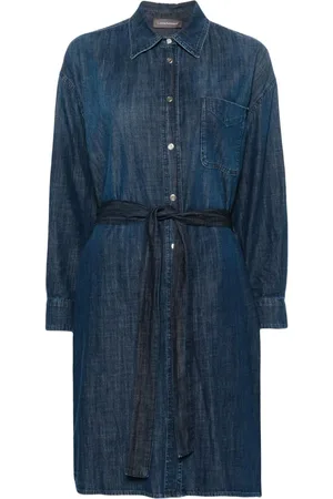 LORENA ANTONIAZZI Abito midi denim con cintura