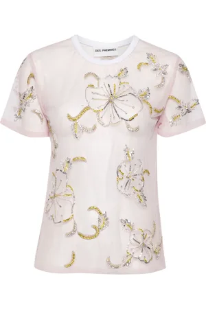 Des Phemmes T-shirt semi trasparente con ricamo