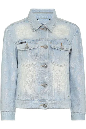 Philipp Plein Giacca denim con applicazione Teddy Bear