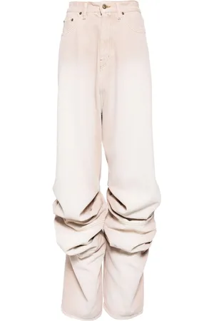 Y / PROJECT Wrinkled mid-rise wide-leg jeans